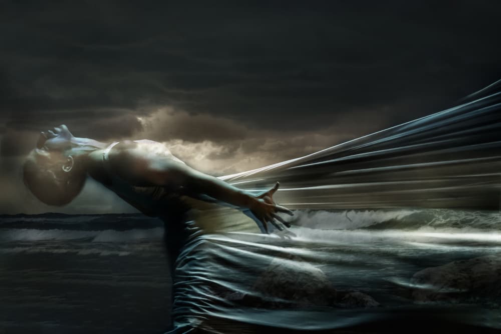 Woman Dark Ocean Flow by Rachel Pansky — canvas wall art