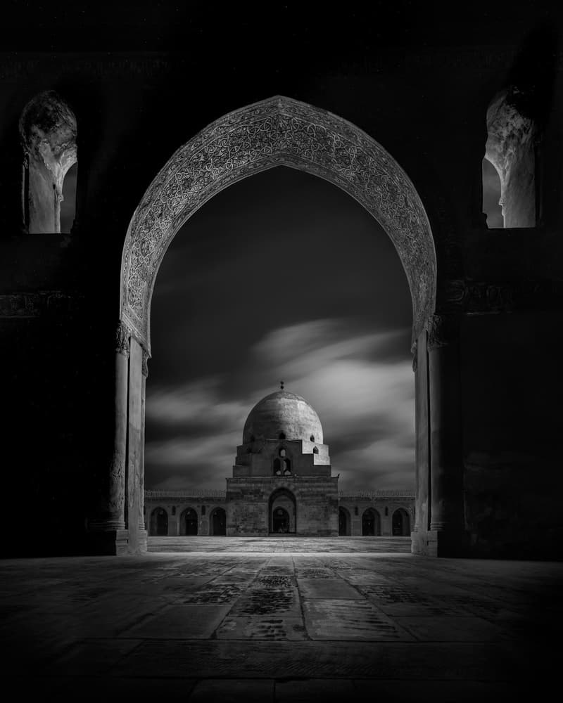 Grand Mosque Archway Night by Nader El Assy — canvas wall art