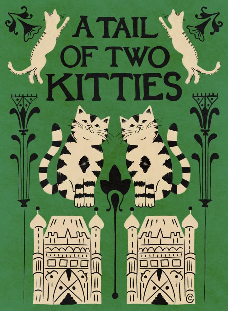 A Tail of Two Kitties by Carrie Cantwell — canvas wall art