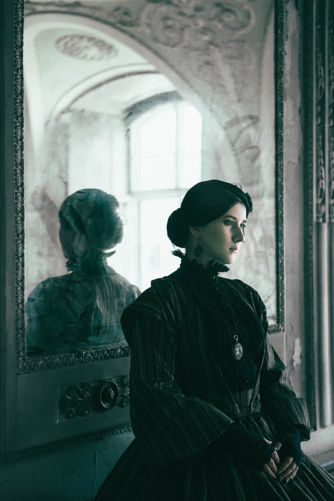 Victorian Lady Mirror Portrait by Magdalena Russocka — canvas wall art