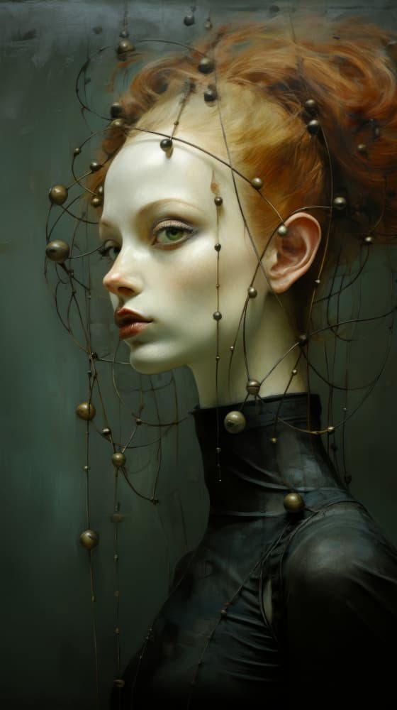 Ethereal Woman Ornate Headpiece by Bilge Paksoylu — canvas wall art