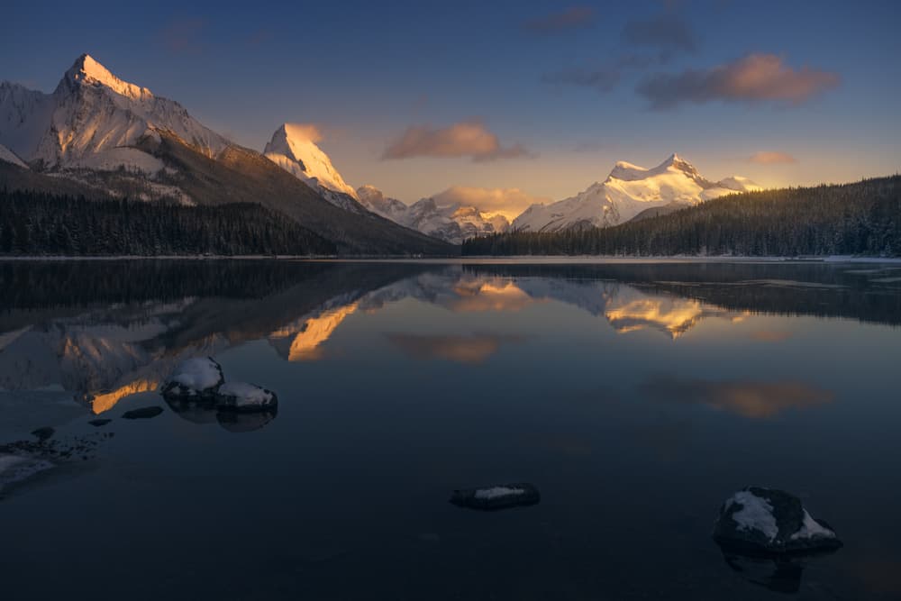 Golden Mountain Reflections by David Martin Castan — canvas wall art