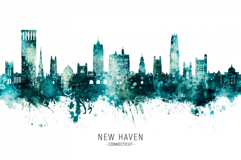 New Haven Connecticut Skyline by Michael Tompsett — canvas wall art