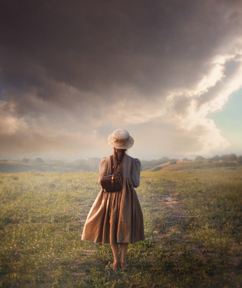 Girl Under Dramatic Sky by Svetlana Melik-Nubarova — canvas wall art