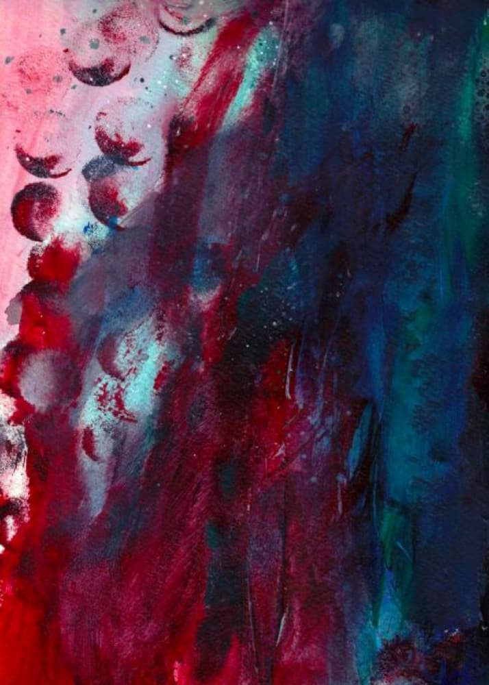 Crimson Teal Flow by Deb Chaney — canvas wall art