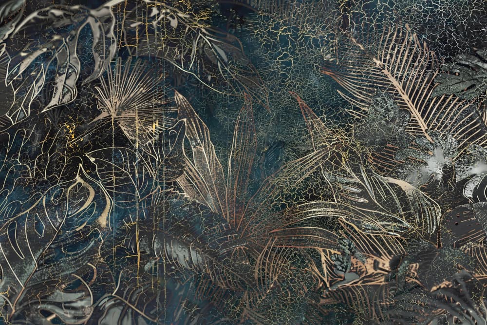 Dark Gold Botanical Shimmer by Rafal Kulik — canvas wall art