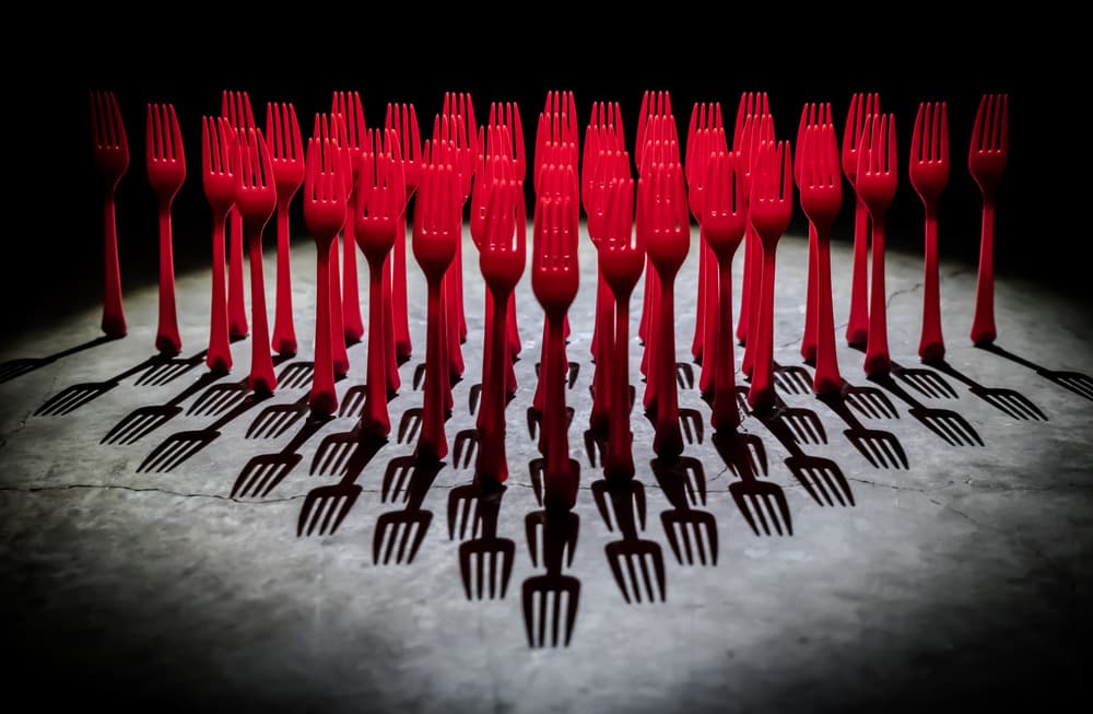 Red Forks Standing by Mike Melnotte — canvas wall art