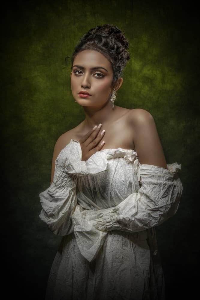 Elegant Classical Portrait by PARTHA BHATTACHARYYA — canvas wall art