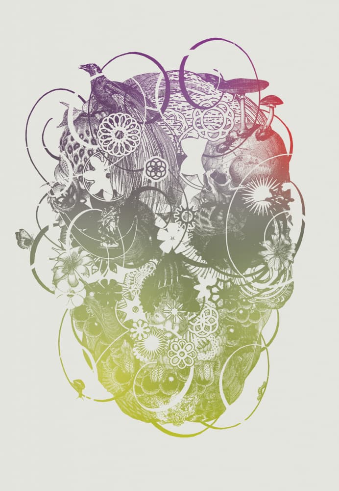 Intricate Gradient Skull by Jaco Putker — canvas wall art
