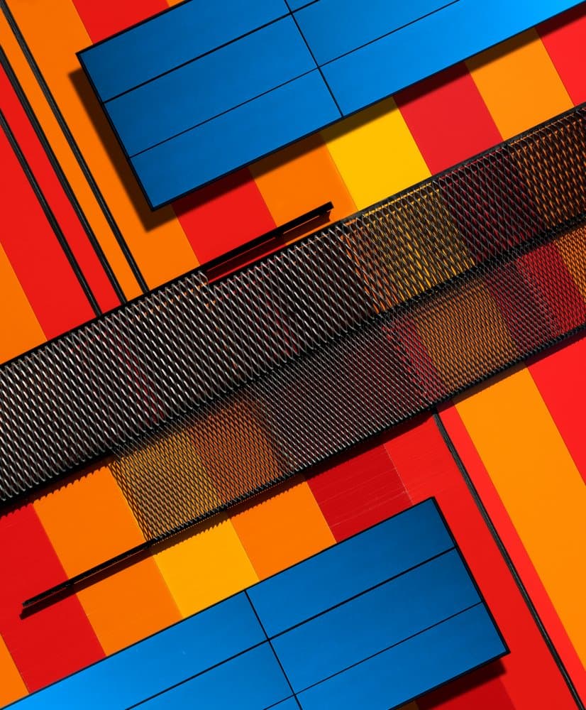 Vibrant Geometric Grid by Tomasz Buczkowski ( Tomush ) — canvas wall art