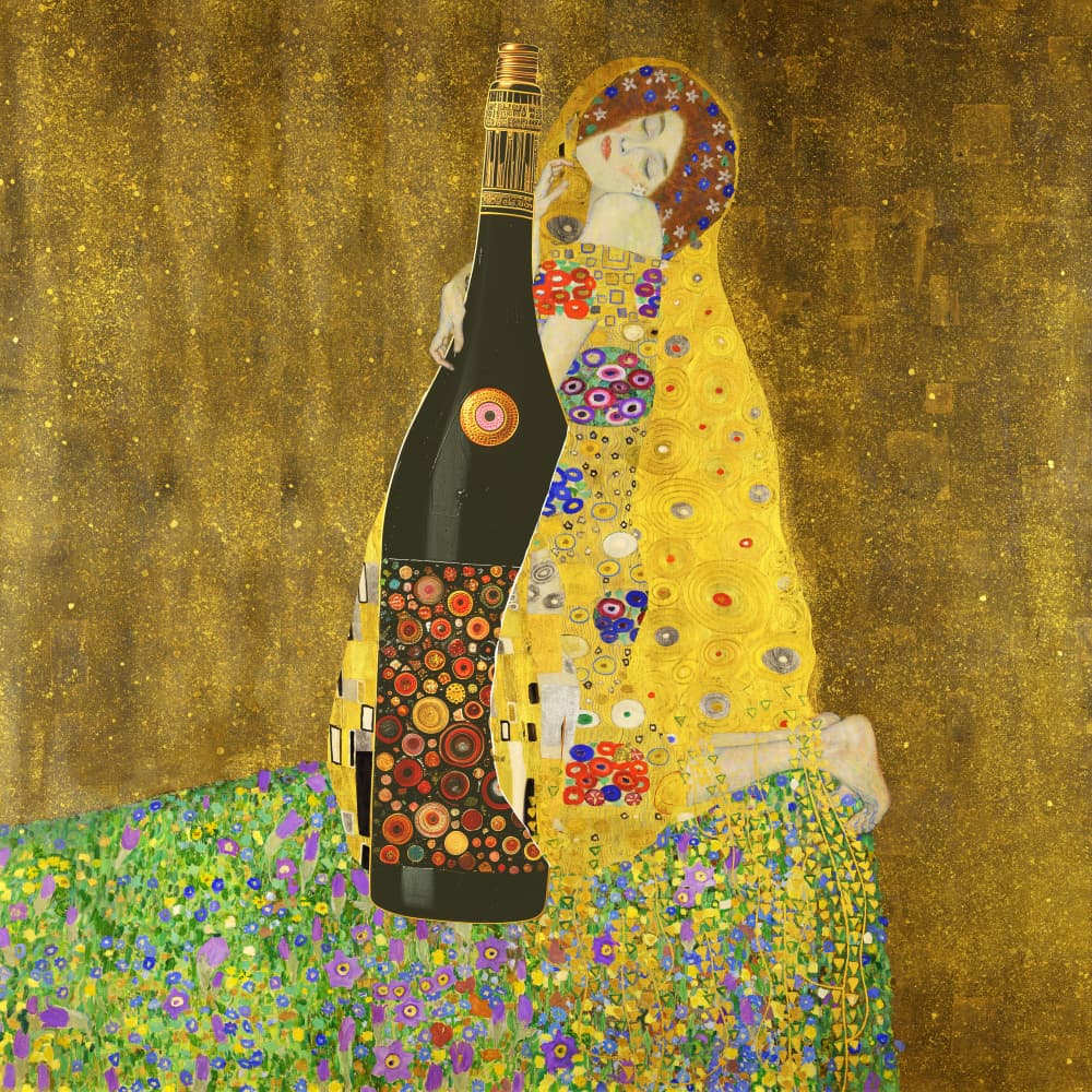 Golden Champagne Embrace by Artem Pozdniakov — canvas wall art