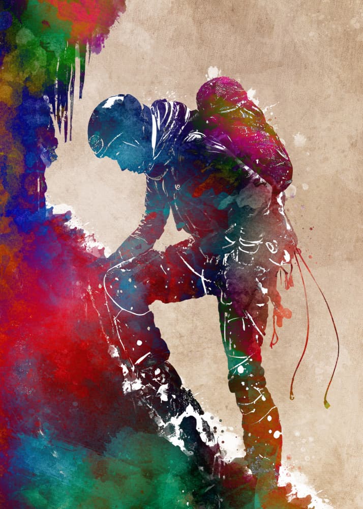 Climber's Colorful Ascent by Justyna Jaszke — canvas wall art