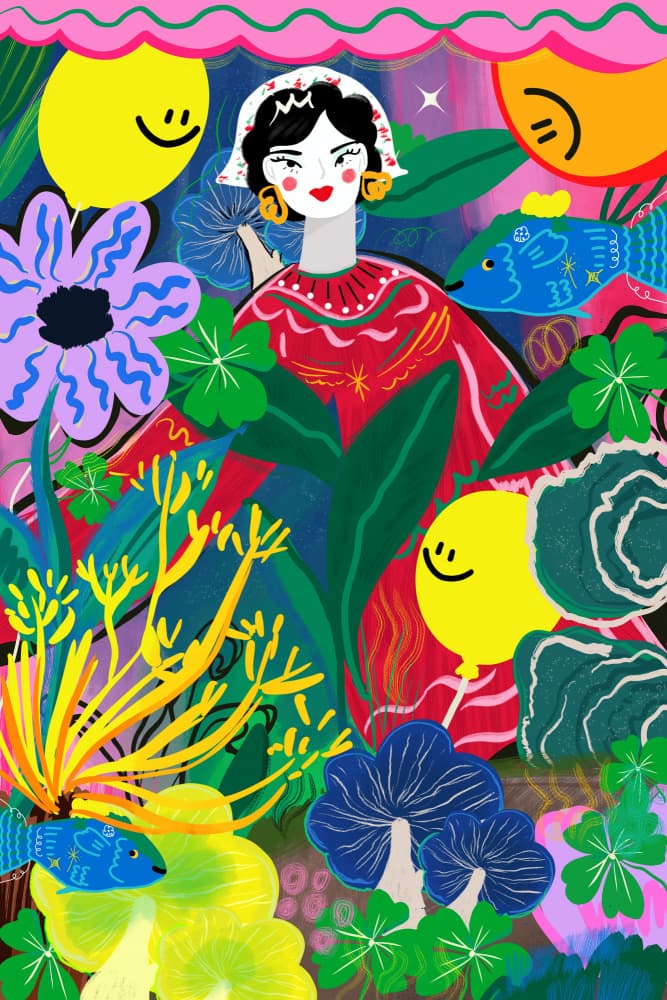 Whimsical Garden Woman by sucidraw — canvas wall art