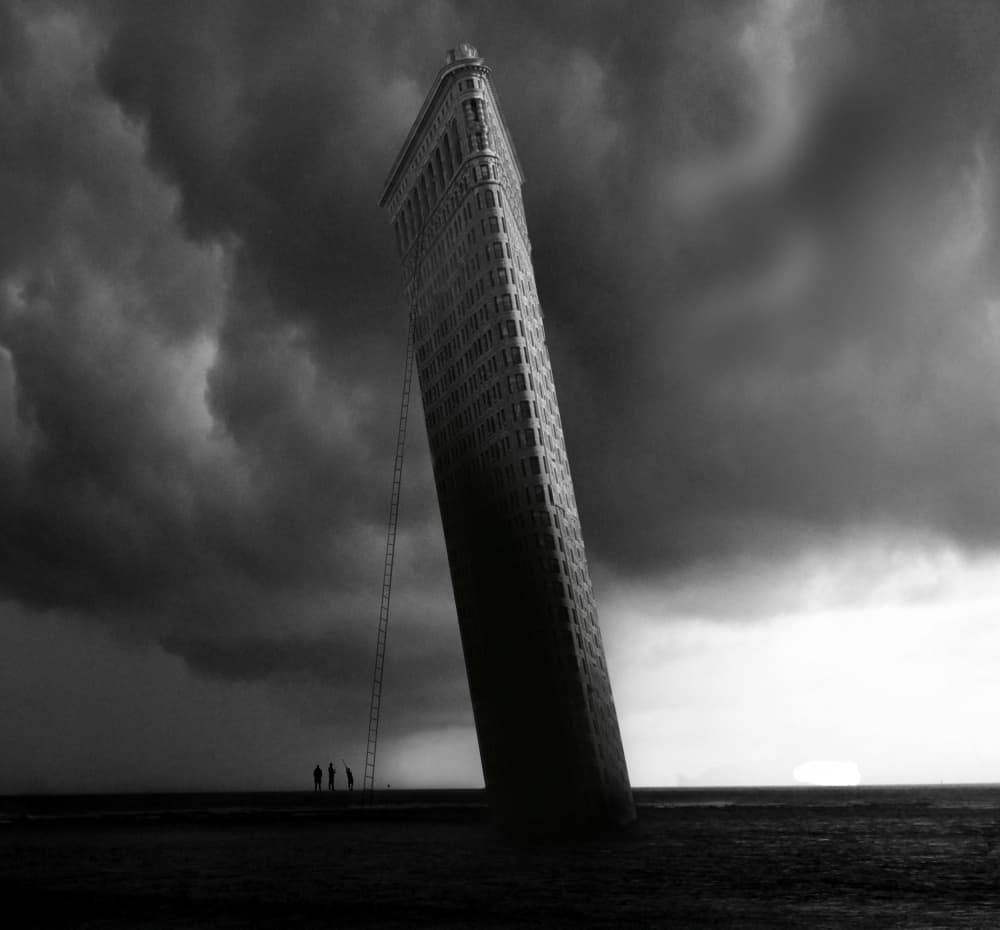 Leaning Flatiron Storm by LARRY BUTTERWORTH — canvas wall art