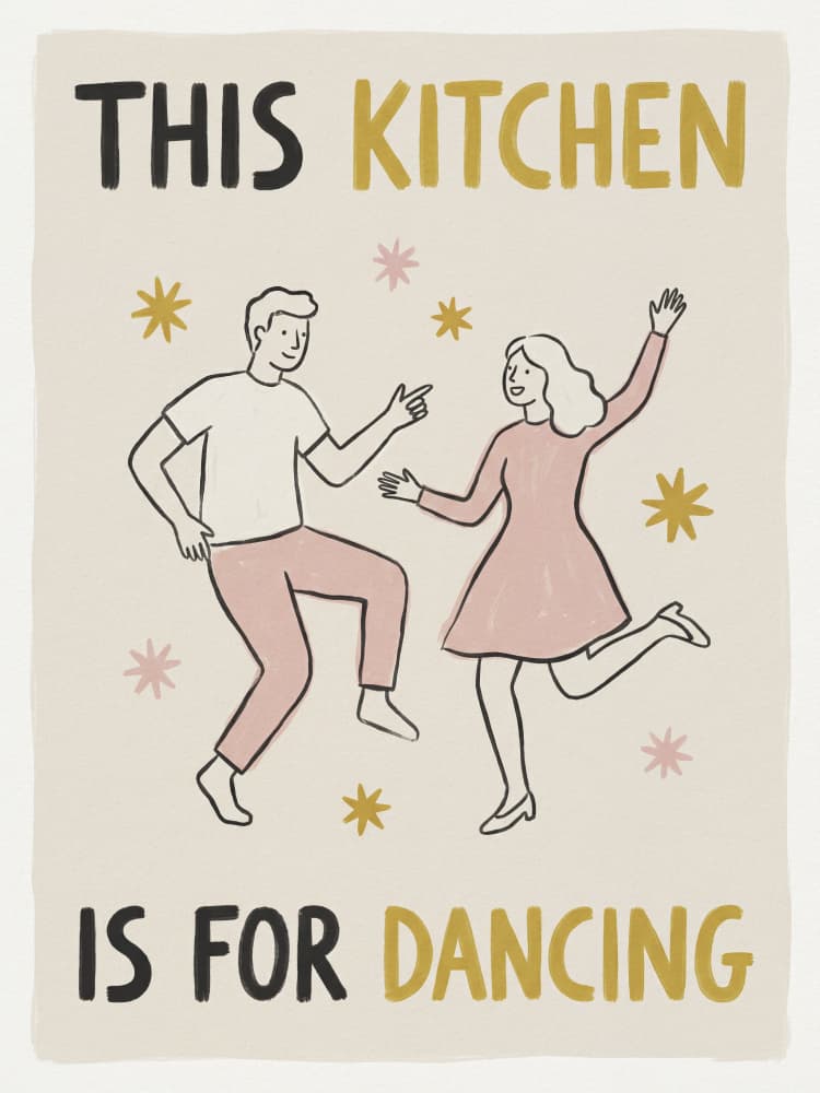Dancing Kitchen Couple by Andreas Magnusson — canvas wall art