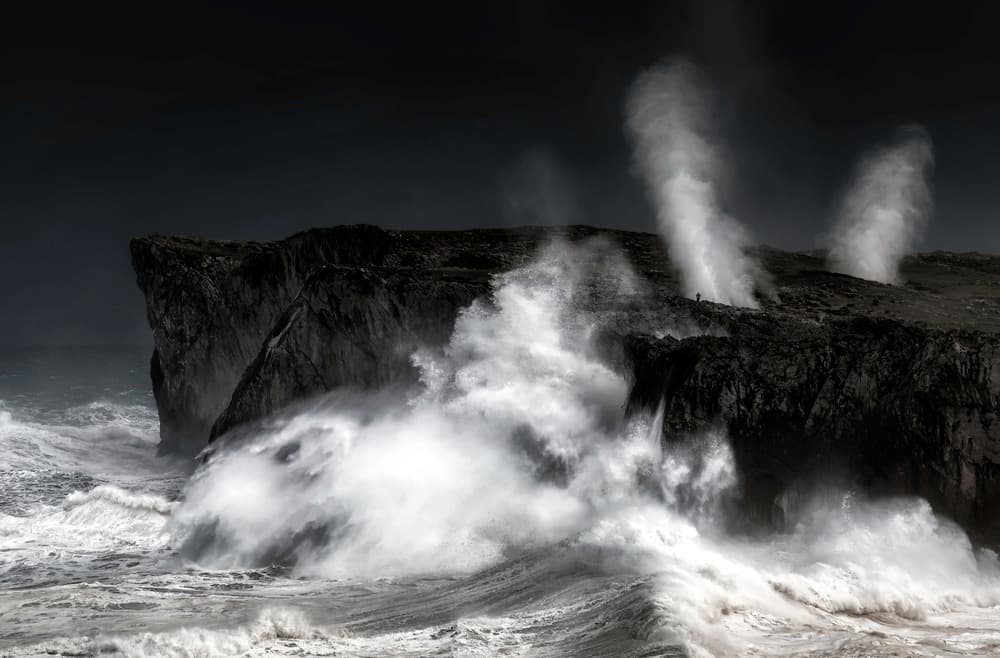 Stormy Sea Cliffs by Rodrigo Núñez Buj — canvas wall art
