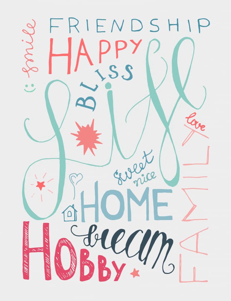 Happy Life Words by Marika Barsrsind — canvas wall art
