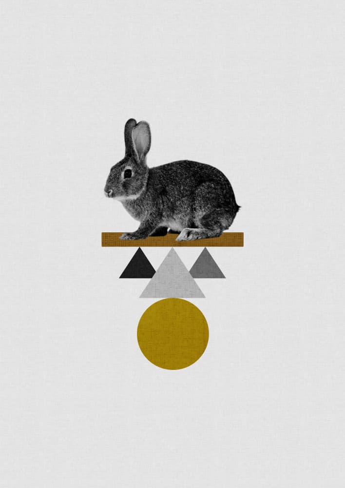 Geometric Rabbit Balance by Orara Studio — canvas wall art