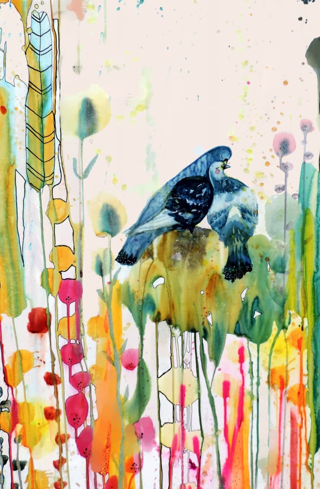 Vibrant Doves Garden by Sylvie Demers — canvas wall art