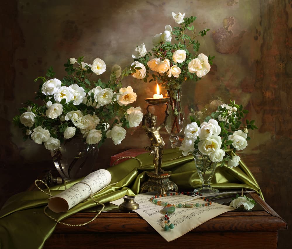 Candlelight Roses and Music by Andrey Morozov — canvas wall art