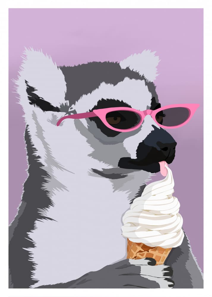 Cool Lemur Ice Cream by ByKammille — canvas wall art