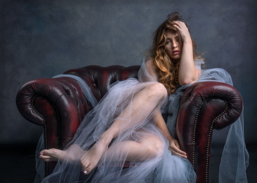 Pensive Woman Reclined by Deming W — canvas wall art