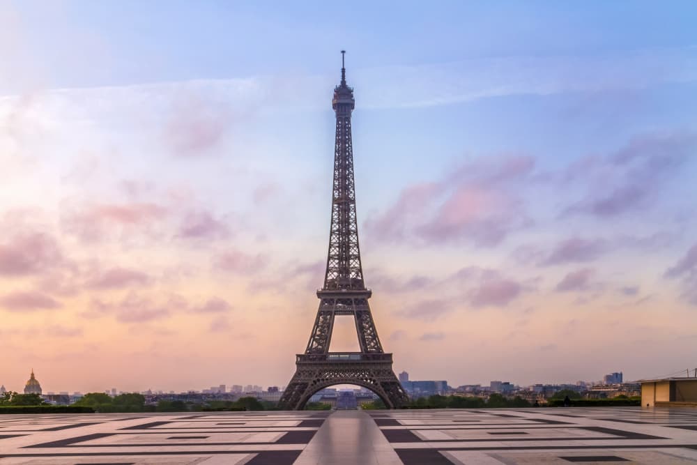 Eiffel Tower Sunrise Glow by Melanie Viola — canvas wall art