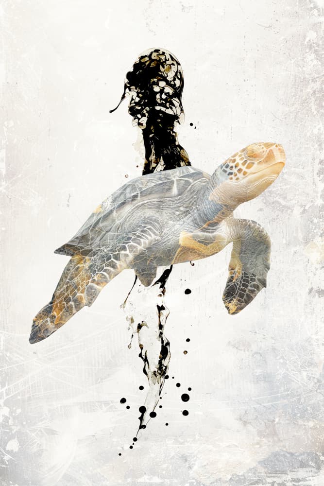 Graceful Turtle Ink by Rafal Kulik — canvas wall art