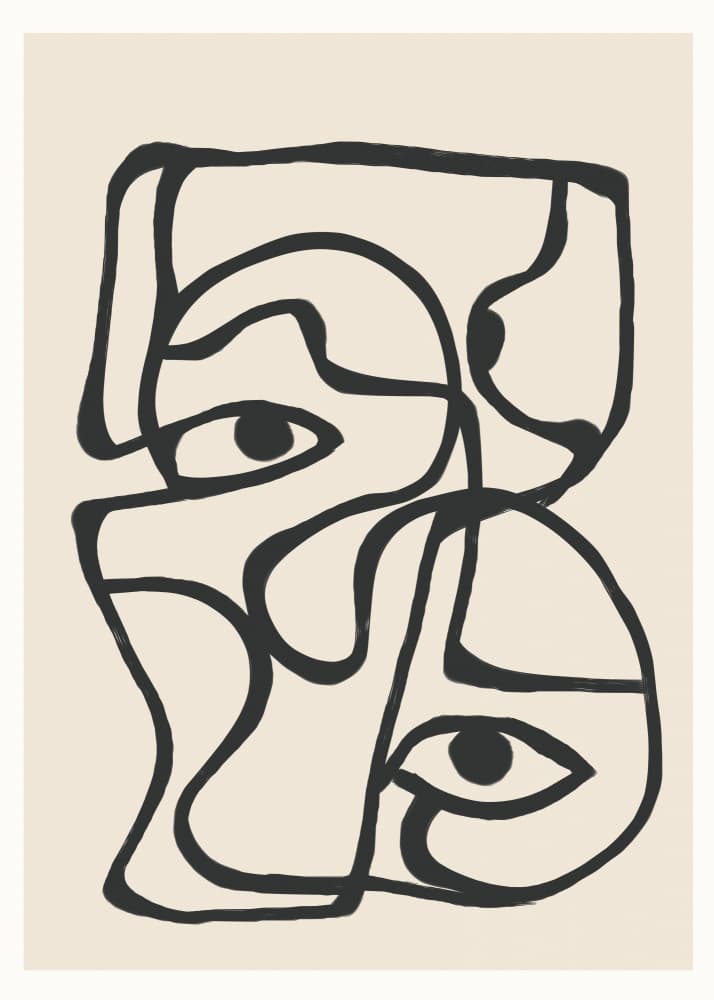Abstract Line Faces by Nadjaa — canvas wall art