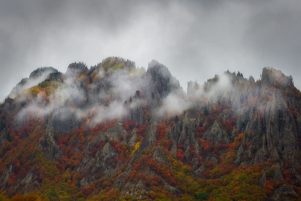 Misty Autumn Mountains by Chris Vasiliadis — canvas wall art