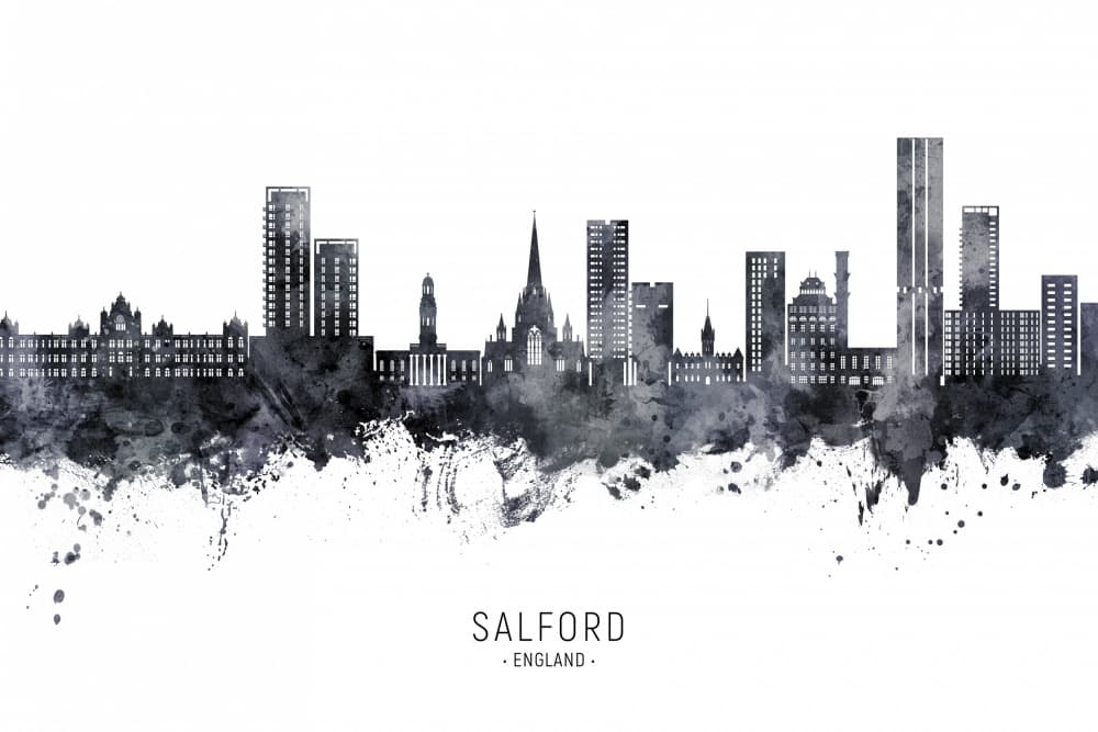 Salford England Skyline by Michael Tompsett — canvas wall art
