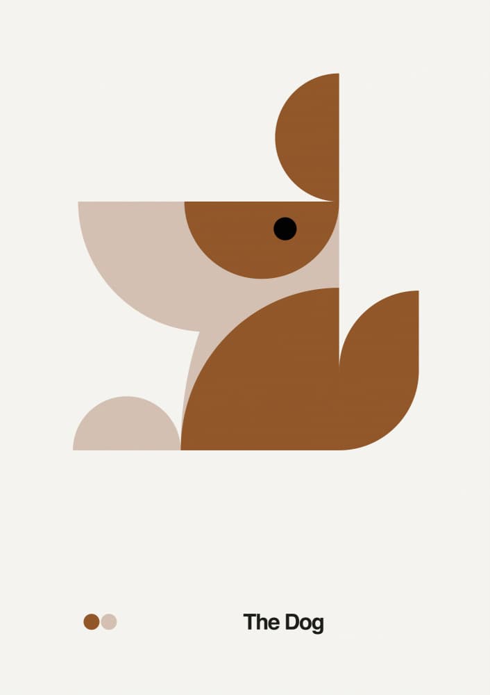 Playful Geometric Dog by David Vineïs — canvas wall art