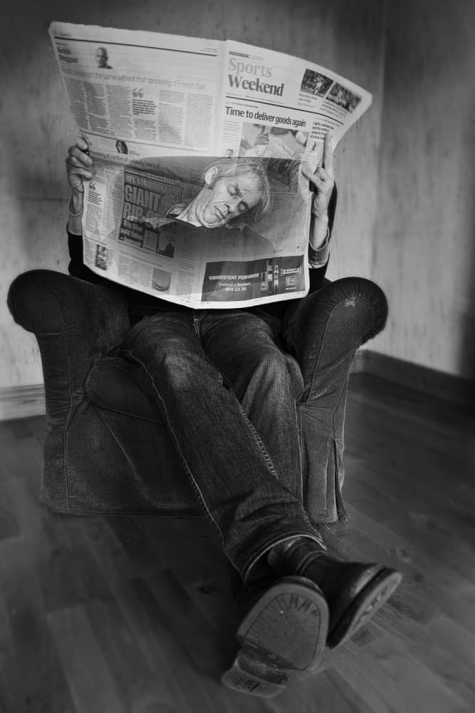 Man's Newspaper Dream by Paul Gibney — canvas wall art