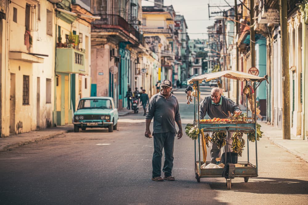 Cuban Street Vendors by Marco Tagliarino — canvas wall art