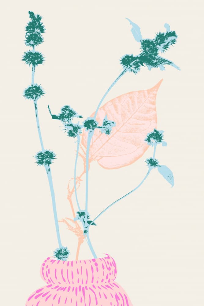 Pink Vase Blooms by Annick — canvas wall art