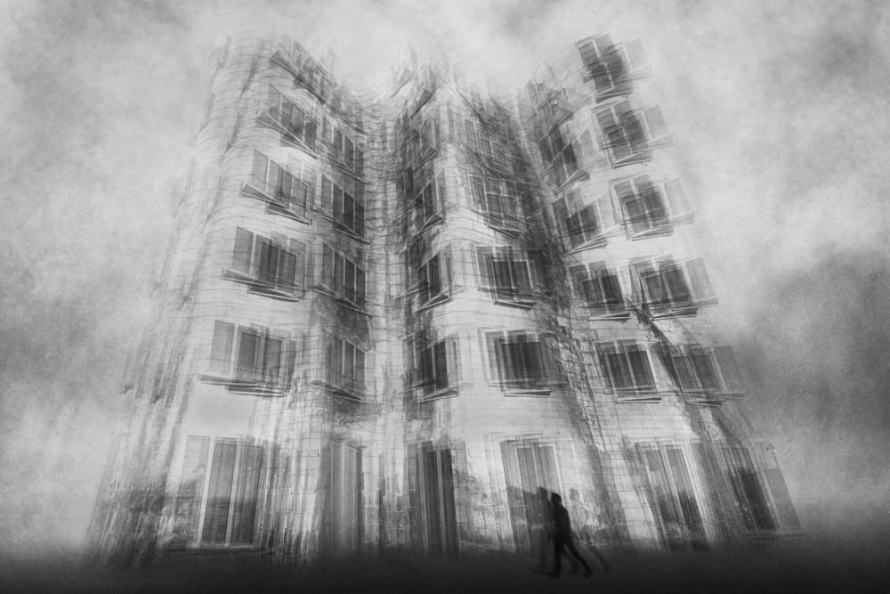 Ghostly City Architecture by Roswitha Schleicher-Schwarz — canvas wall art