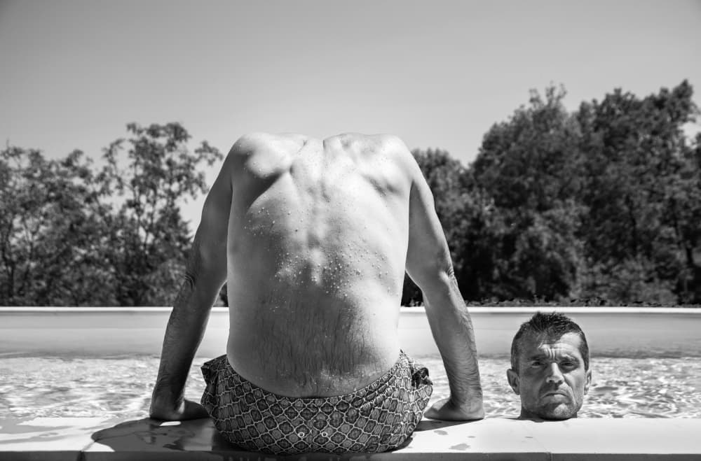 Surreal Poolside Head by Giorgio Toniolo — canvas wall art