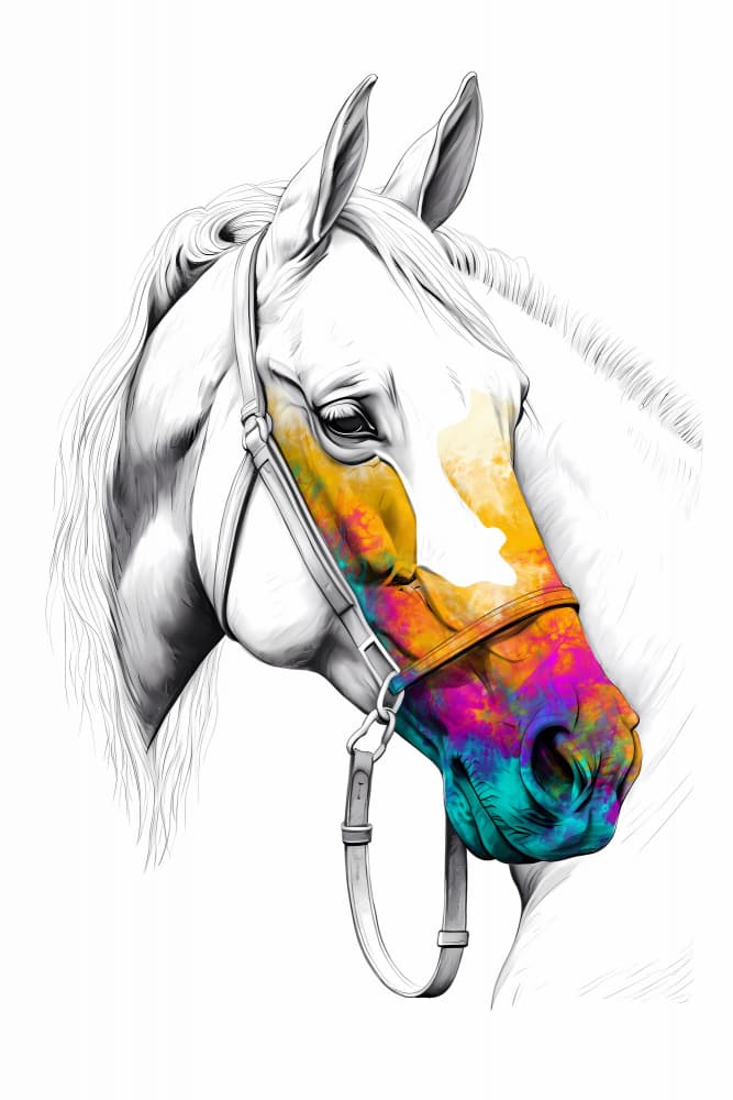 Vibrant Horse Head by Rafal Kulik — canvas wall art