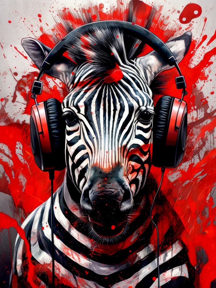 Zebra Music Splatter Art by Justyna Jaszke — canvas wall art
