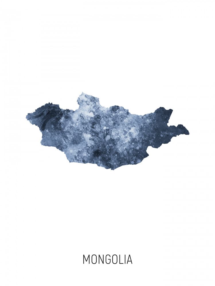 Abstract Mongolia Map by Michael Tompsett — canvas wall art