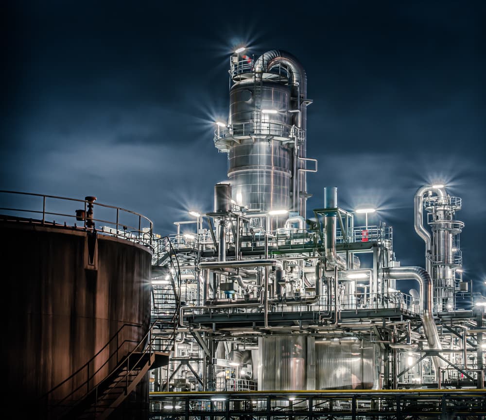 Industrial Night Lights by Jörg Vollrath — canvas wall art