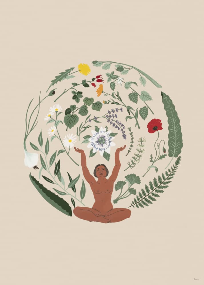 Botanical Healing Woman by Amanda Leon — canvas wall art