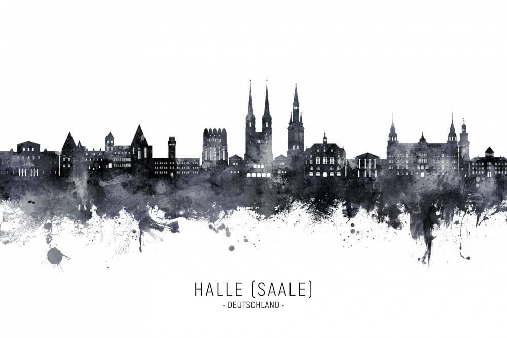 Halle Saale Skyline Art by Michael Tompsett — canvas wall art