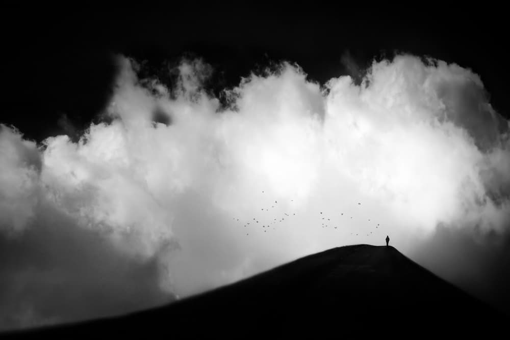 Solitary Figure Cloudscape by Nic Keller — canvas wall art