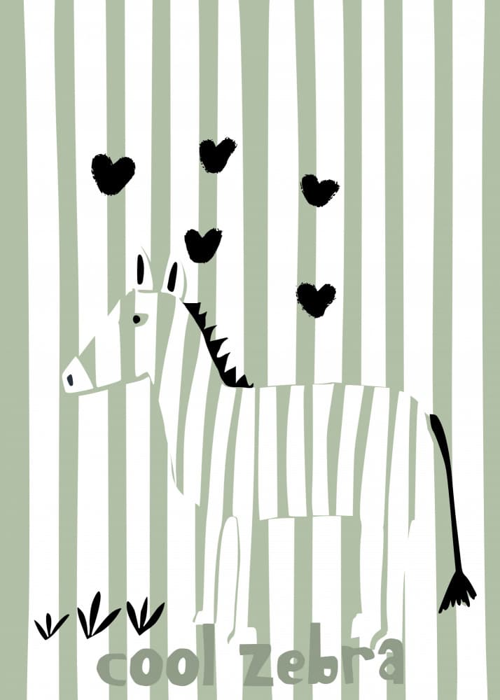Cool Zebra With Hearts by Annick — canvas wall art