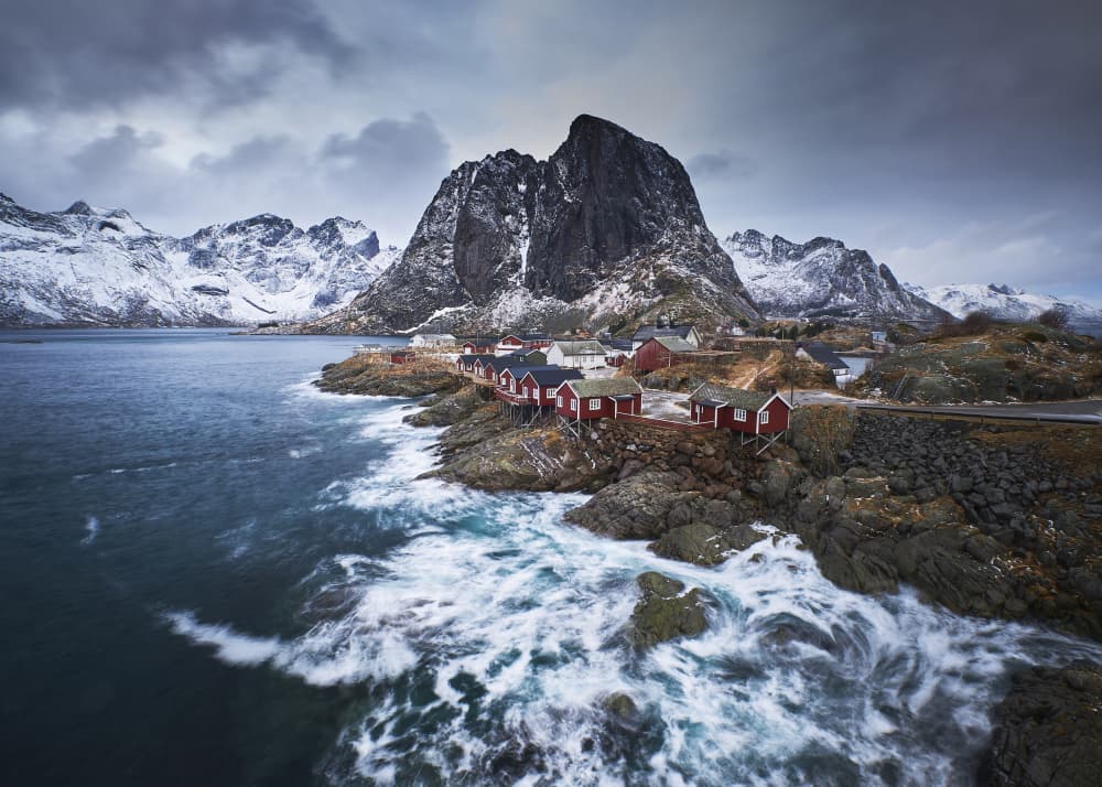 Norwegian Coastal Village by Hamed Bank — canvas wall art