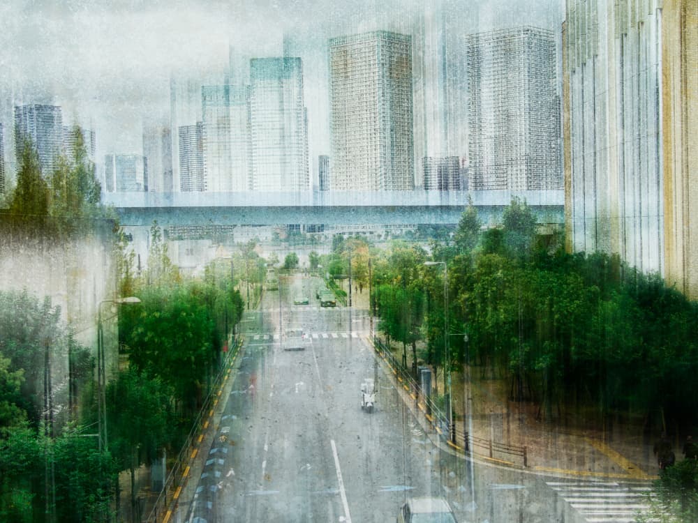 Rainy City Impression by Takiko Hirai — canvas wall art
