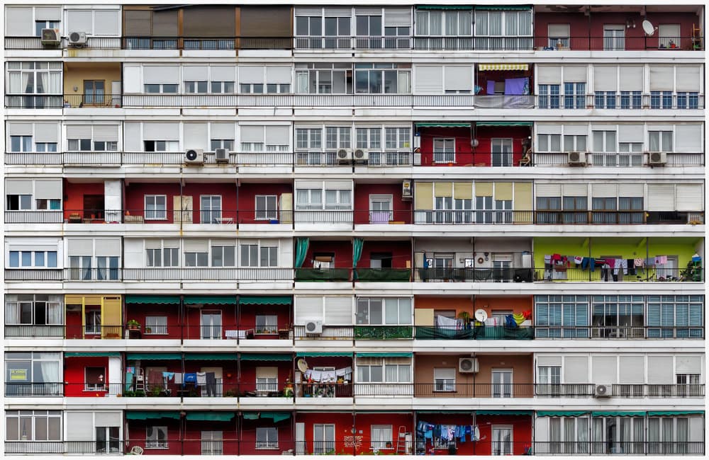 Colorful Apartment Facade by Alfonso Novillo — canvas wall art