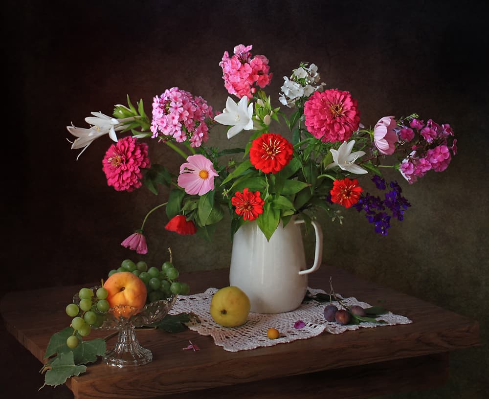 Summer Flowers and Fruit by Tatyana Skorokhod — canvas wall art