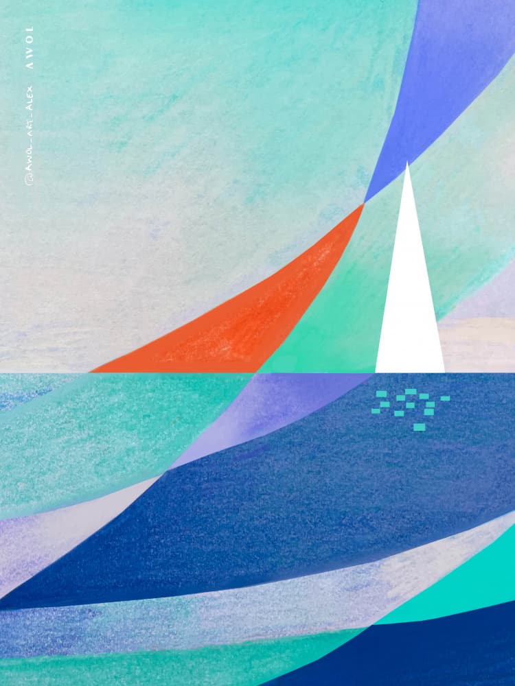 Geometric Sailboat Serenity by Awol Art Alex — canvas wall art